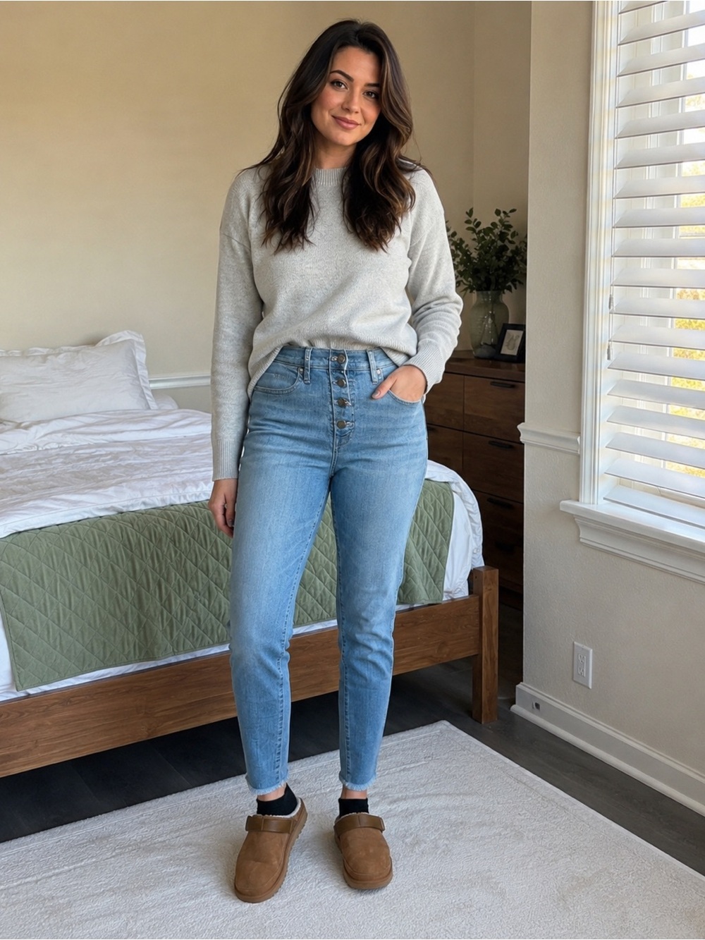 Madewell High-Rise Button Fly Skinny Jeans Light Wash Raw Hem Women’s